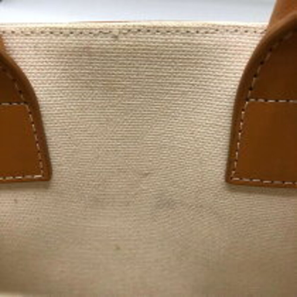 Celine Partial Cabas Tan Calfskin Canvas Shoulder Bag - Picture 6 of 11